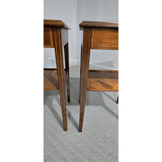 Inlaid Mahogany Side Tables, 1910, Set of 2 For Sale - Image 6 of 9