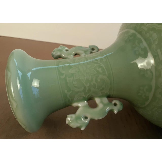 Wood Early 20th Century Chinese Celadon Floral Haitangzun Vase For Sale - Image 7 of 11