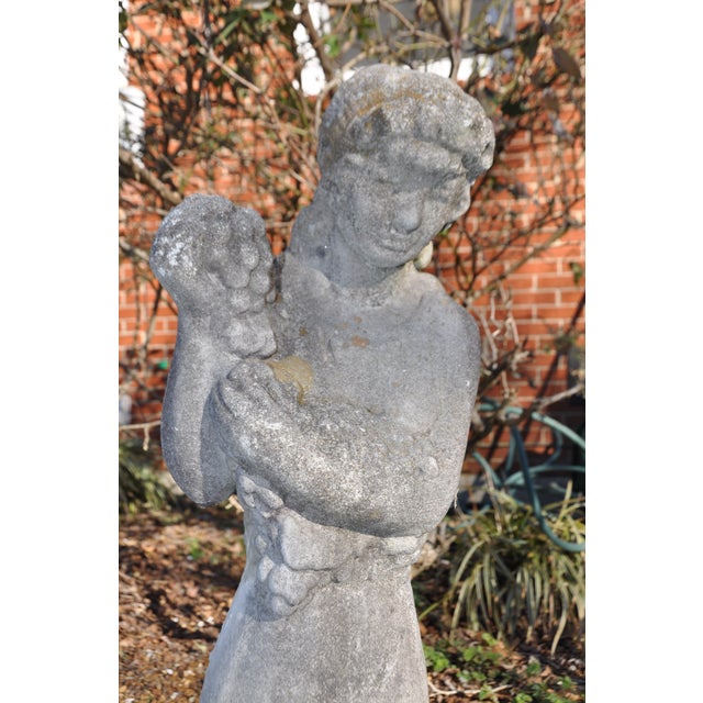 Concrete Statue of Roman Woman Holding Grapes | Chairish