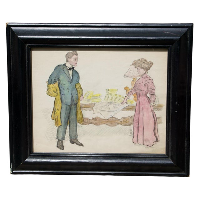 1920s Group of 4 w.c. Vincent Watercolor Portraits For Sale - Image 5 of 14