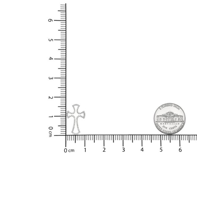 Early 21st Century .925 Sterling Silver 1/3 Cttw Diamond Framed Open Cross 18" Pendant Necklace For Sale - Image 5 of 5