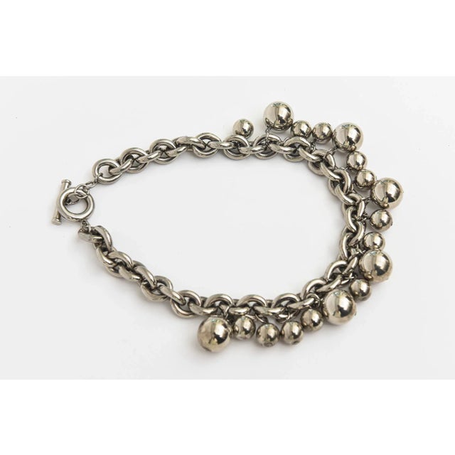 Metal Vintage Givenchy Chromed Metal Chain and Ball Pendant Necklace 1980's For Sale - Image 7 of 12