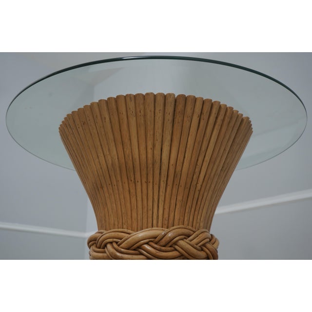 McGuire by Baker Bamboo Base Beveled Glass Top Center or Dining Table For Sale - Image 10 of 10
