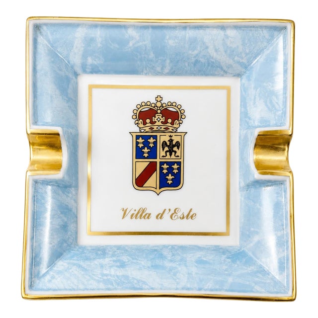 Vintage Villa d'Este Lake Como Italy Hotel Limoges Porcelain Ashtray Dish For Sale