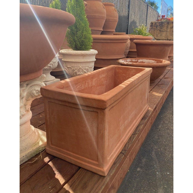 Italian Impruneta Tuscan Terracotta Small Rectangular Box Planter With Double Edge For Sale - Image 4 of 9
