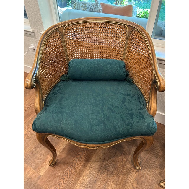 Karges Furniture Elegant Pair of Vintage Karges French Style Cane Back Armchairs For Sale - Image 4 of 10