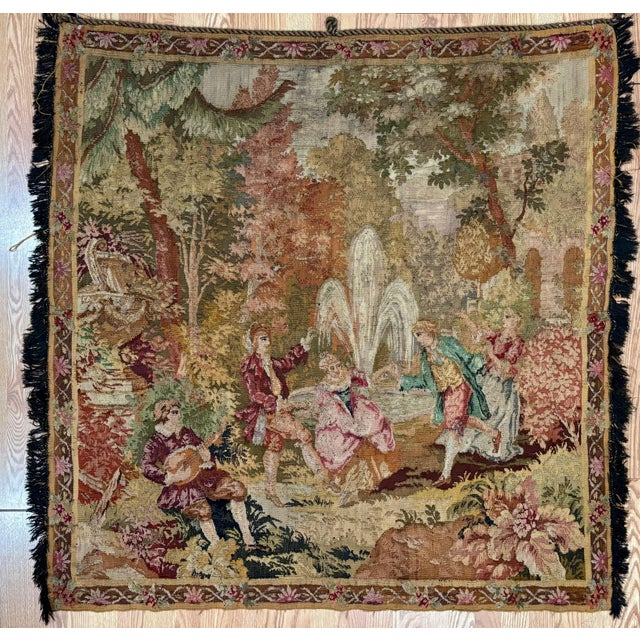 Early 20th Century Early 20th-Century Belgian Figural Tapestry 4'4" X 4'5" For Sale - Image 5 of 7