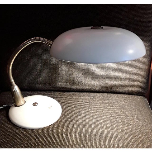 Art Deco Adjustable Cream Metal and Brass Table Lamp, 1930s For Sale - Image 4 of 8