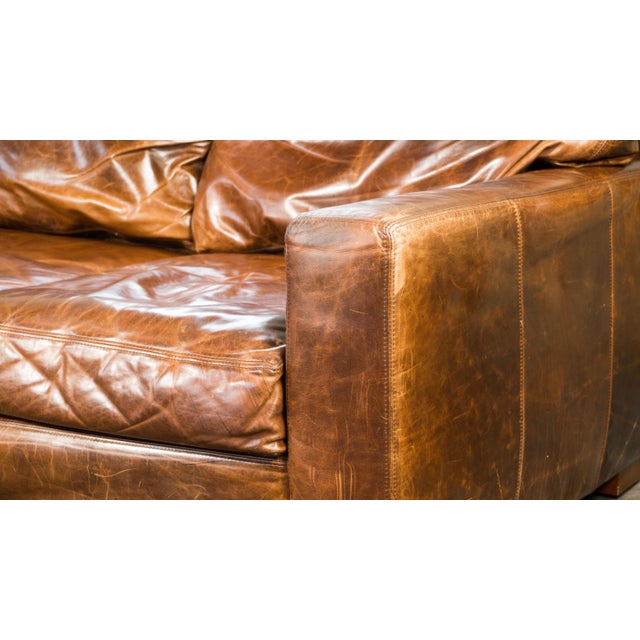 Restoration Hardware Distressed Cigar Leather Maxwell Three Seater Sofa Chairish