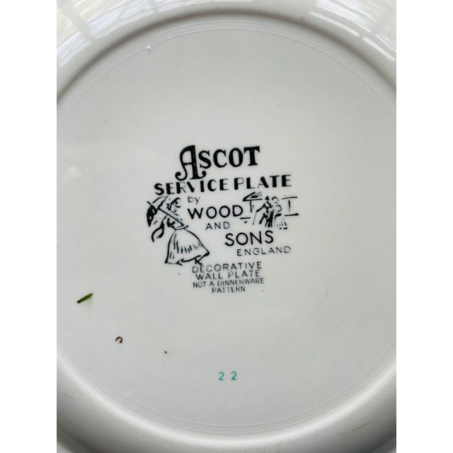 Victorian Vintage Ascot Service Plate by Wood and Sons England Decorative Wall Plate For Sale - Image 3 of 6