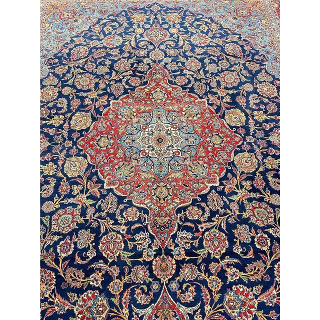 Red 1960s Old Persian Kashan Masterpiece Rug 10’5″ X 13’9″ For Sale - Image 8 of 10