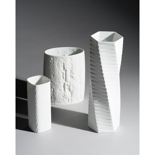 Martin Freyer White Bisque Porcelain Vases by Werner Schreib, Martin Freyer and Werner Uhl for Rosenthal, 1970s, Set of 3 For Sale - Image 4 of 18