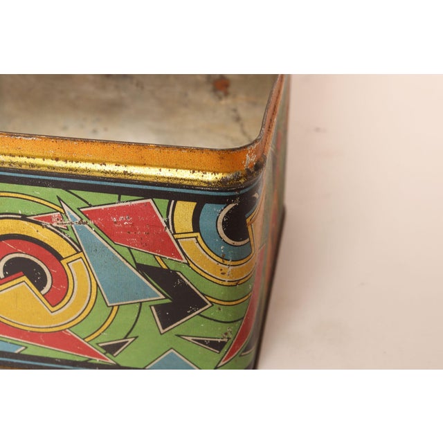 Art Deco Bauhaus Geometric Decorative Tin Box With Brass Handle For Sale - Image 12 of 18