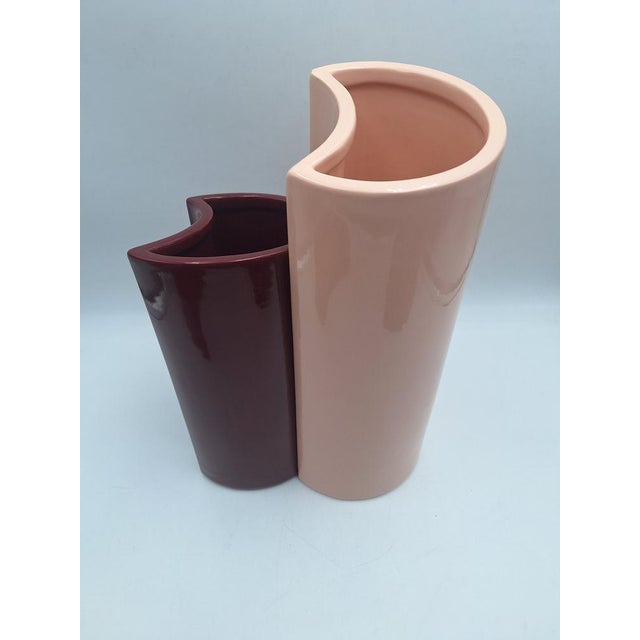 Zanotta V-Bol Vases in Glazed Clay by Zaven for Zanotta, 1990s, Set of 2 For Sale - Image 4 of 12