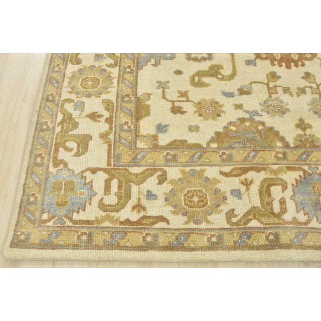 Oushak Rug 5’9” X 8’8” Ivory Wool Traditional Hand-Knotted Oriental Carpet For Sale - Image 10 of 12