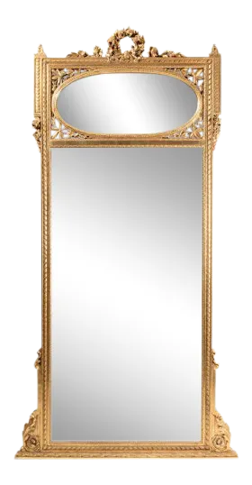1920s French Giltwood Trumeau Mirror