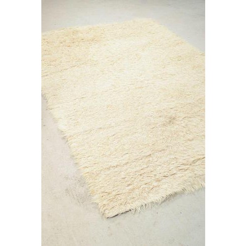 Rya Rug in Natural White Wool by Blekinge Rya, Sweden, 1960s For Sale - Image 4 of 6