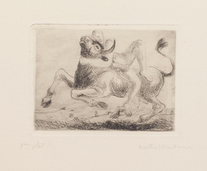 Bertha Martini - Nude and Bull - Etching on Paper - 1980s