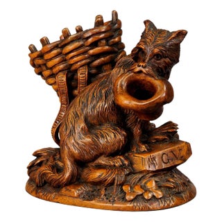 Swiss Black Forest Wooden Carved Begging Dog, 1900s For Sale