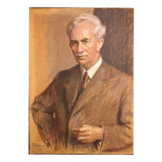Reusing Fritz, Portrait of a Gentleman with Cigarillo, 1940, Pastel For Sale