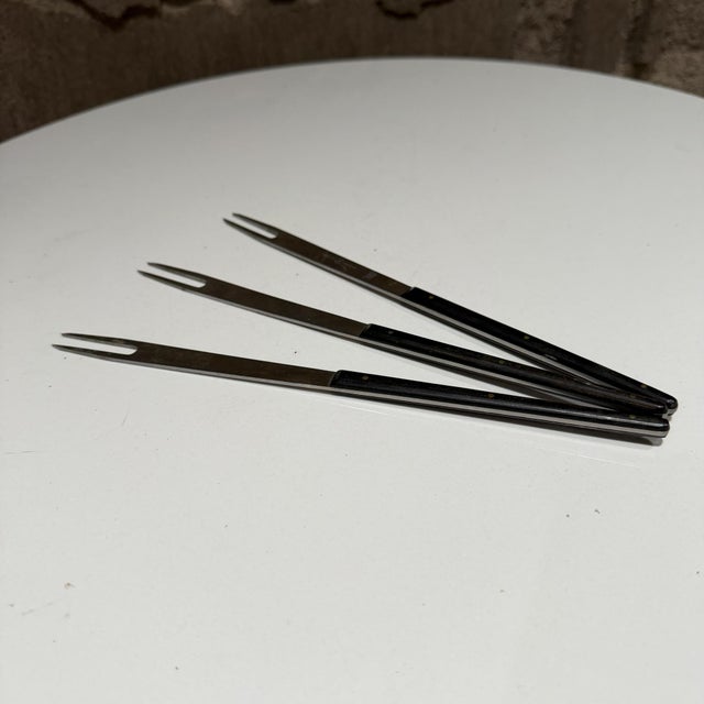 For your consideration, a vintage set 1950s fondue skewers designed by Carl Auböck and manufactured by Amboss in Austria....