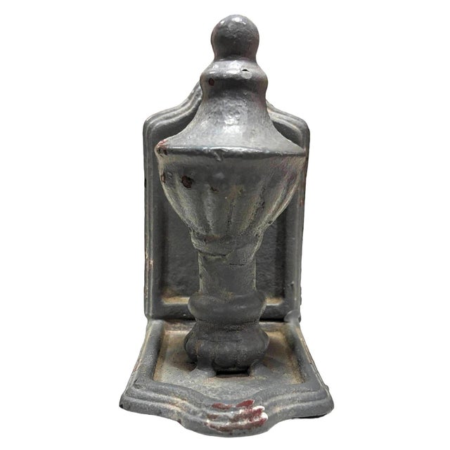 Grey Colonial Style Cast Iron Enamel Grey Finial Bookend, Pair For Sale In Los Angeles - Image 6 of 7