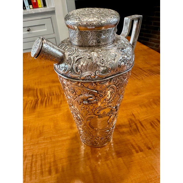 Baroque Early 20th Century Decorative Silver Repousse Cocktail Shaker - Shake Up Your Bar! For Sale - Image 3 of 6