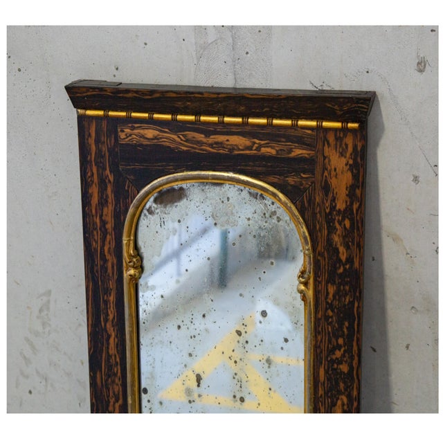 Antique Hand Carved Parcel Gilt Eglomisé Wall Mirror For Sale - Image 4 of 5