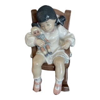 1950s Bing & Grondahl Girl Rocking Her Doll For Sale