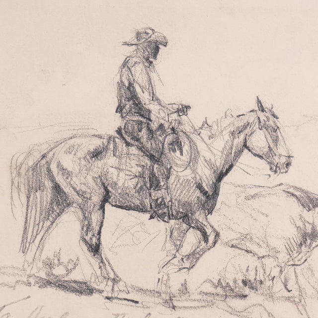 Paper 'Cowboy, El Cajon, California' by Olaf Carl Wieghorst, 1959, Horse, Equestrian, American West, Cattle For Sale - Image 7 of 9