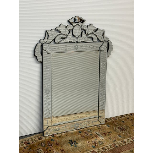 Venetian Cut + Etched Glass Gypsy Wall Mirror For Sale - Image 13 of 14