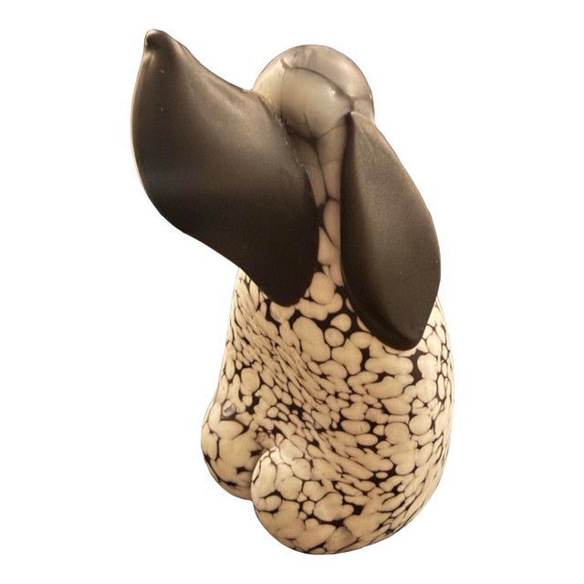 Archimede Seguro 1950 Art Glass Hound Dog Vetro Nero Bianca Figurine For Sale