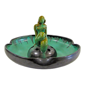 Antique Einar Luterkort Ekeby Sweden Art Deco Flower Frog Figurine