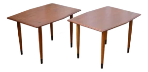 1960s Mid-Century Modern Pair of Dux Walnut and Brass End Tables