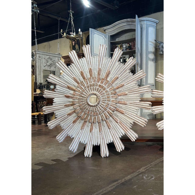 Monumental Vintage Italian Carved Sunburst Mirrors With Four-Tier Rays ...