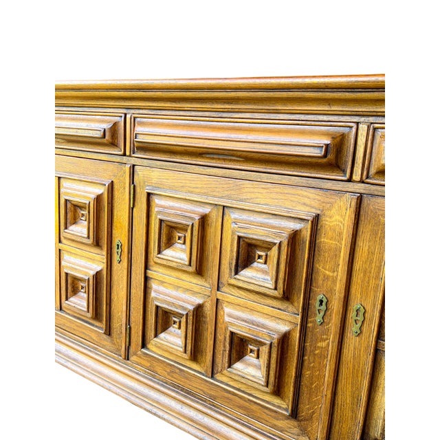 Vintage Spanish Brutalist Sideboard in Oak, 1960s For Sale - Image 4 of 11