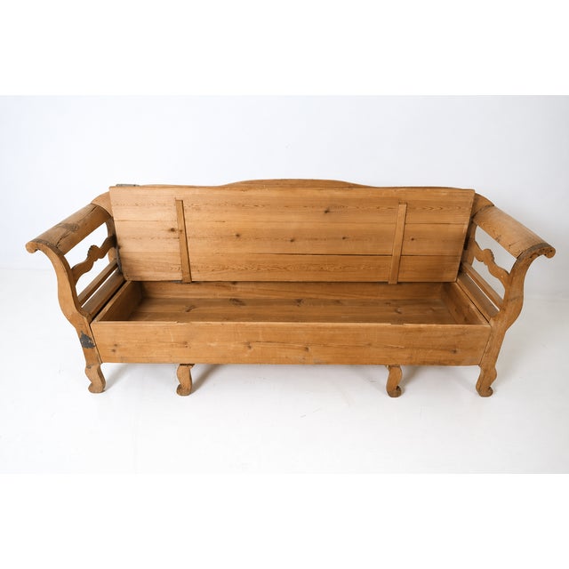 English 1800s Swedish Pine Storage Bench For Sale - Image 3 of 5