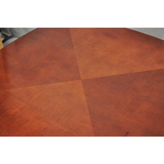Late 20th Century Baker Harlequin Modern Cross Inlay Top Large Coffee Cocktail Table on Wheels For Sale - Image 14 of 15