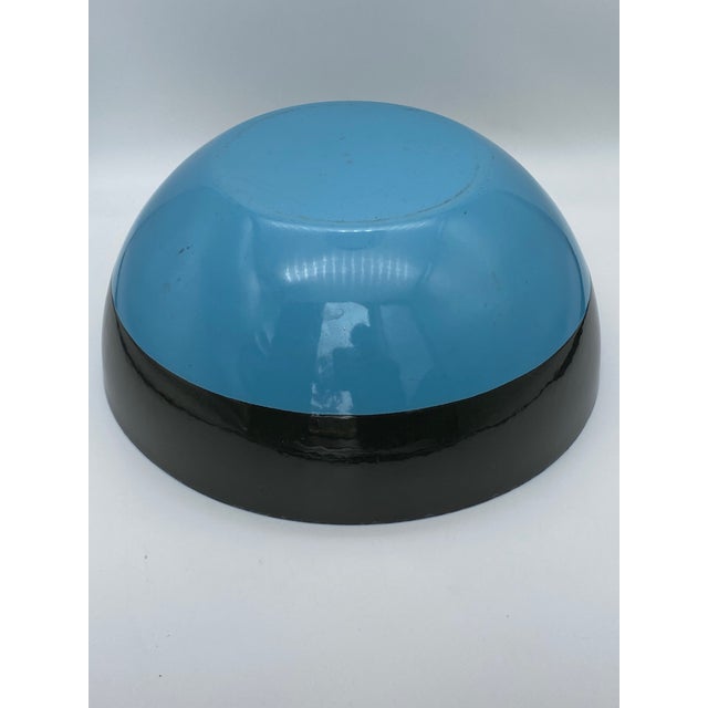 Mid 20th Century Danish Modern Krenit Style Enamel Bowl in Turquoise and Black For Sale - Image 5 of 10