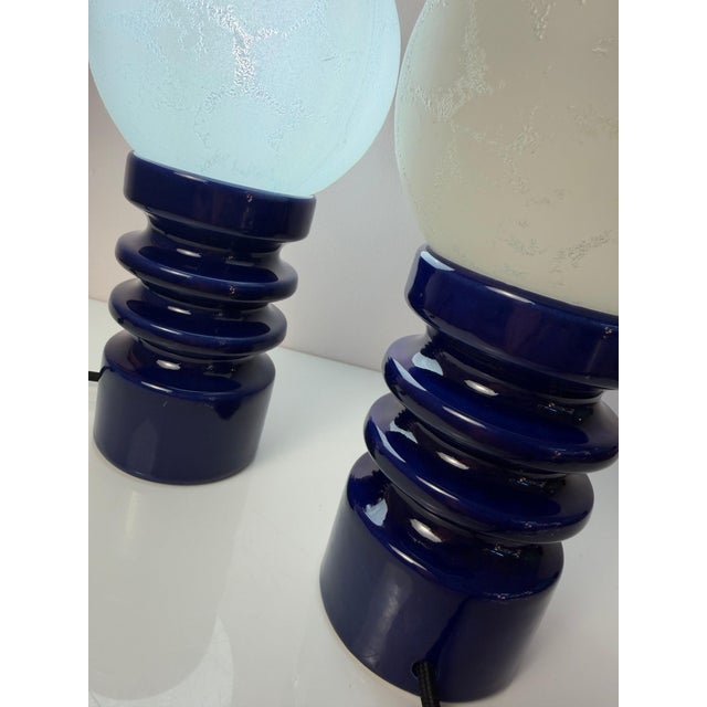 2000 - 2009 Blue Ceramic and Glass Table Lamp by Cari Zalloni for Dümler & Breiden, 1970s For Sale - Image 5 of 11