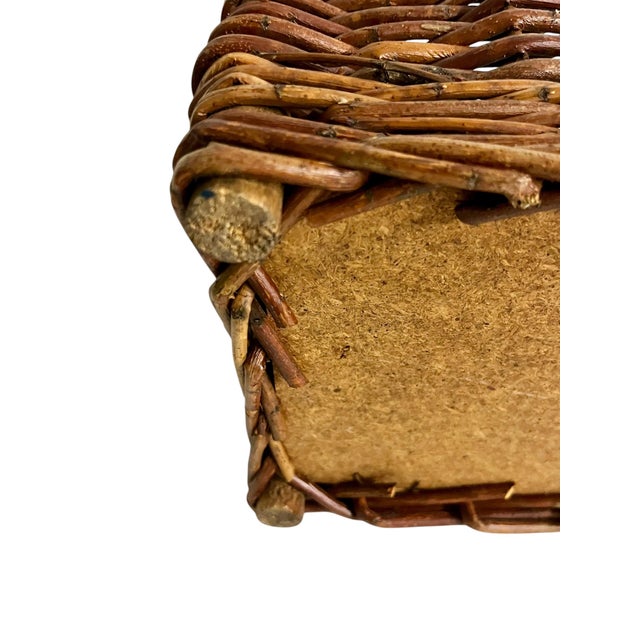 Brown Vintage French Wicker Gathering Basket With Twisted Handle Rustic For Sale - Image 8 of 10