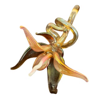 Murano Hand Blown Fall Flower Sculpture For Sale