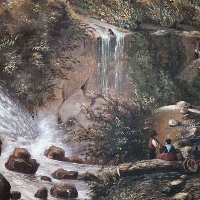 M.G., Landscape with Castle, 18th Century, Oil Painting on Canvas, Framed For Sale - Image 15 of 18