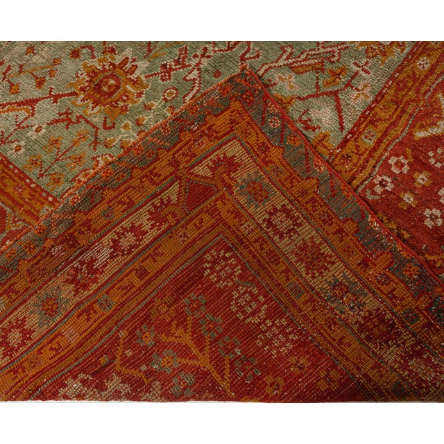 1910s Handmade Antique Decorative Turkish Oushak Rug For Sale - Image 5 of 8