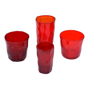 4pc Driftwood Morgantown Seneca Ruby Crinkle Old Fashioned, Juice, Tea Glassware