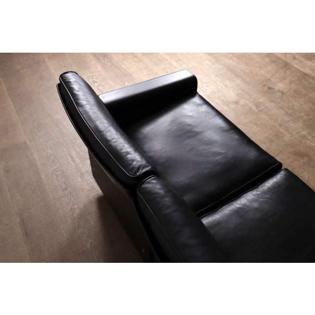Two Seater Model 620 Sofa in Black Leather by Dieter Rams for Vitsoe, 1980s For Sale - Image 3 of 12