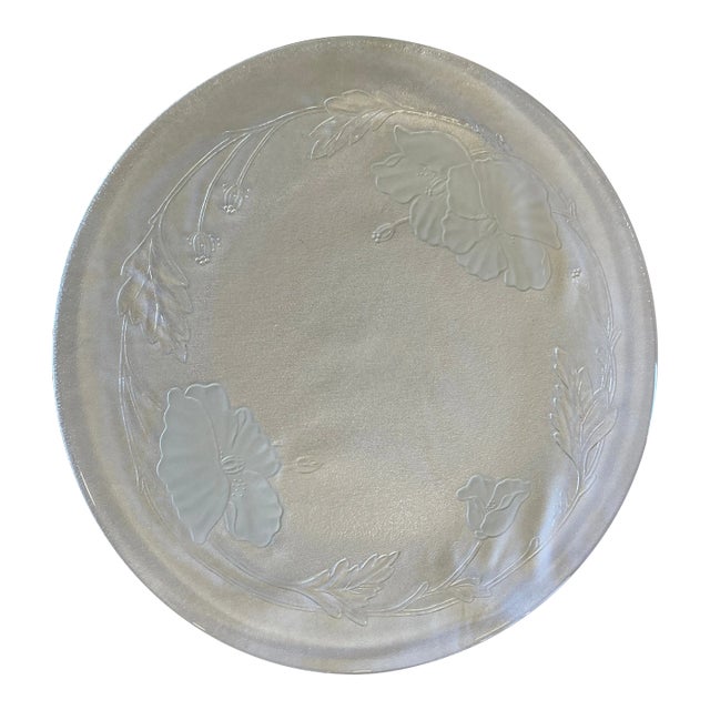Large 1990s Glass Floral Serving Platter For Sale
