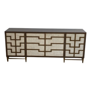 Sideboard With Faux Shagreen and Brass Details, Ash Wood by John Richard For Sale