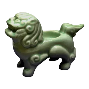Mid 20th Century Vintage Mid Century Foo Dog Celadon Green Candle Holder