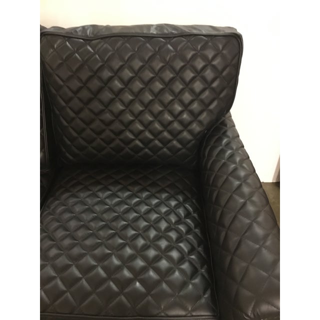 Stylish Drexel Heritage Modern Black Quilted Leather Sofa Chairish